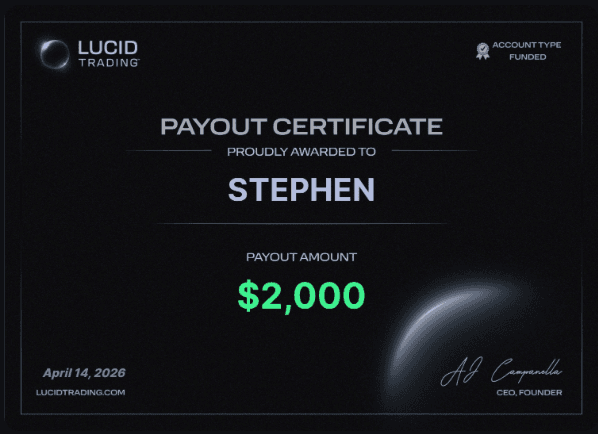 Stephen — Lucid Trading $2000 payout